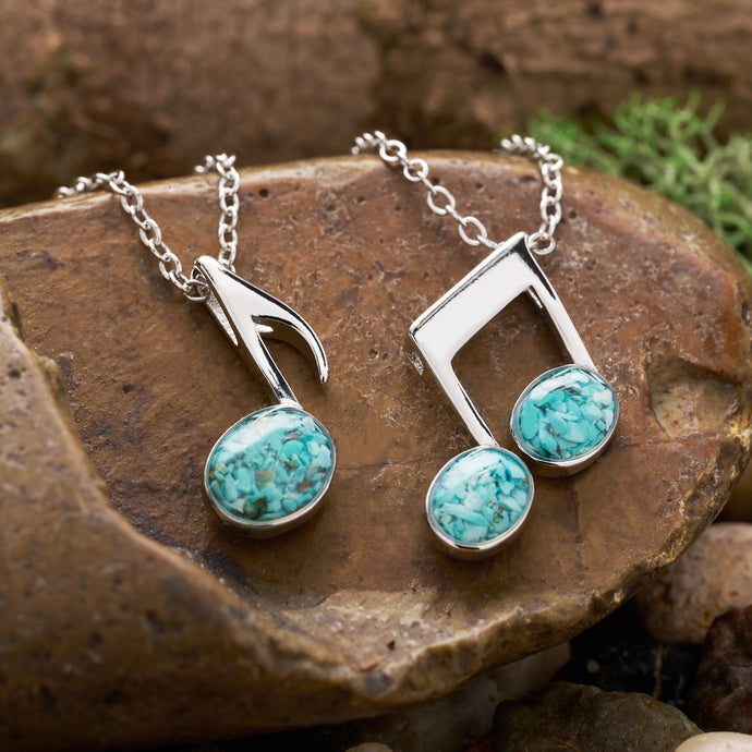 Turquoise Eighth Note Necklace Duo