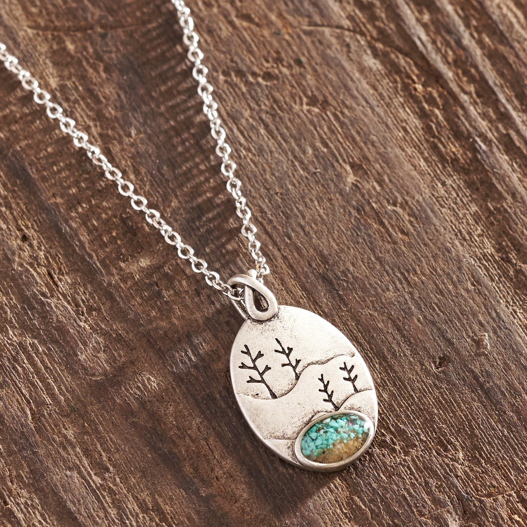 Turquoise Oval Tree Necklace