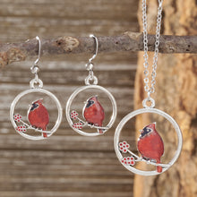 Load image into Gallery viewer, Red Glass Cardinal Holly Branch Bundle