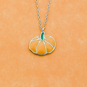 Enamel Sterling Silver Pumpkin Necklace