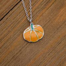 Load image into Gallery viewer, Enamel Sterling Silver Pumpkin Necklace
