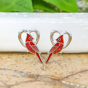 Opal Cardinal Heart Studs