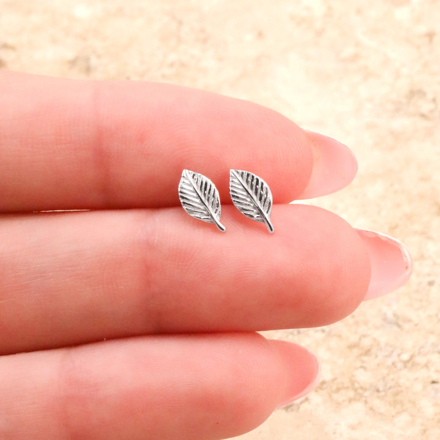 Sterling Silver Little Leaf Studs